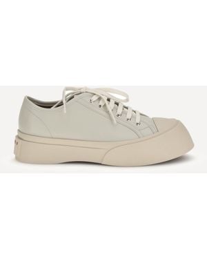 Marni Calf Leather Sneakers With Embossed Logo Detail - White