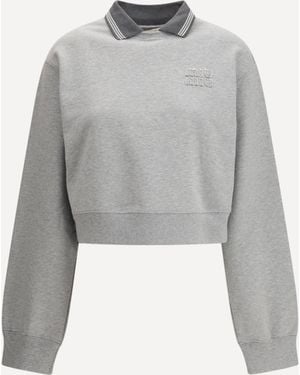 Miu Miu Embroidered Logo Jumper - Grey