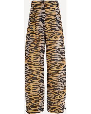 Pinko Trousers Barrel-Fit Animal-Print - Natural