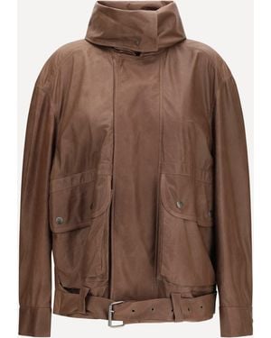 Calvin Klein Isa Leather Jacket - Brown