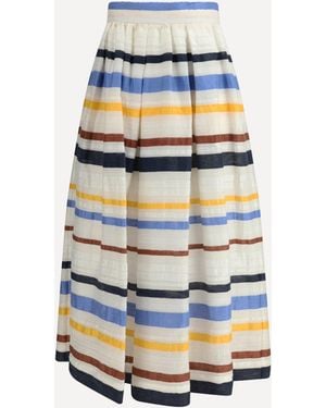 Sara Roka Striped Long Skirt - Gray