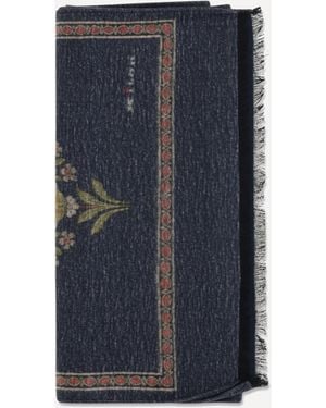 Kiton Silk Scarf With Fringes - Blue