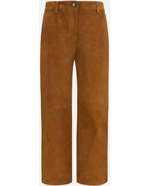 Magda Butrym Straight-Leg Corduroy-Effect Leather Trousers - Brown