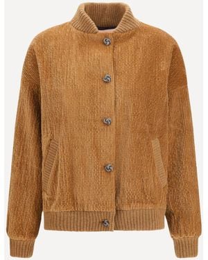 Kristina Ti Corduroy Jacket With Embellished Button Closure - Brown