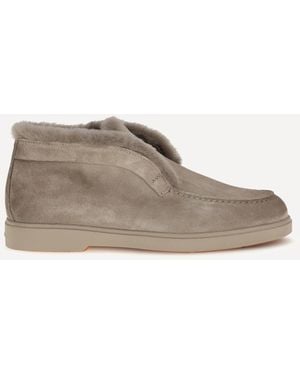 Santoni Fortune Suede Ankle Boots - Natural