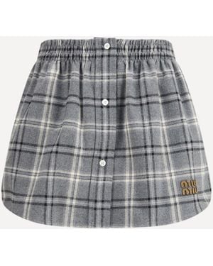 Miu Miu Check Flannel Miniskirt - Grey