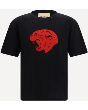 Valentino Panther Cotton T-Shirt - Black