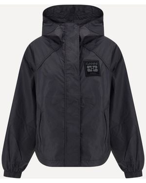 Ganni Black Nylon Shell Jacket - Blue