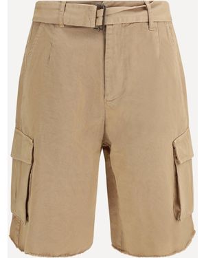 Laneus Belted Button Cargo Shorts - Natural
