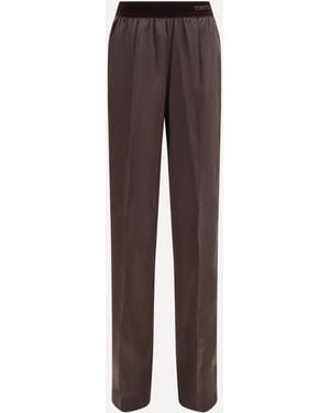 Tom Ford Stretch Silk Satin Pants - Brown
