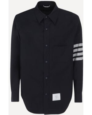 Thom Browne Wool And Cotton Blend Shirt - Black