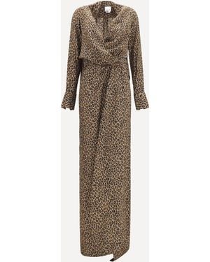 Sa Su Phi Leopard-Print Cross-Over Crêpe De Chine Maxi Dress - Natural