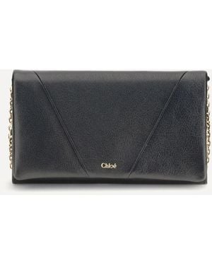 Chloé Spin Wallet With Flap And Chain - White