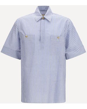 Valentino Short-Sleeve Shirt With Logo Buttons - Blue