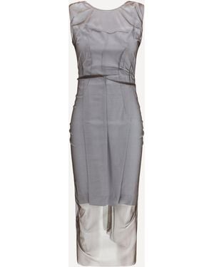 Margiela Abito Midi Semi Trasparente - Grigio