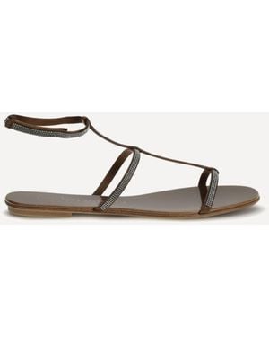 Pedro Garcia Rhinestone Sandals - Natural