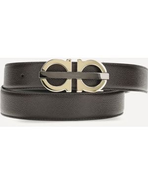 Ferragamo Cintura Reversibile E Regolabile Gancini - Marrone