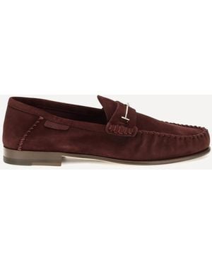 Tom Ford Suede Leather T-Strap Loafers - Brown