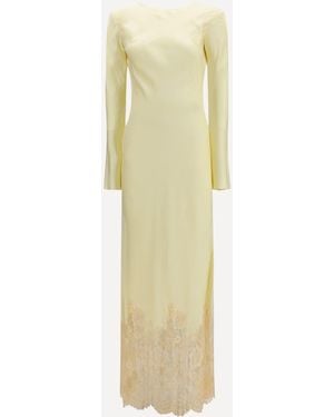 Self-Portrait Long Viscose Dress - Yellow