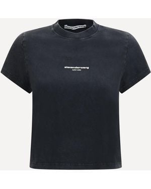Alexander Wang Short-Sleeve T-Shirt With Central Logo Print - Blue