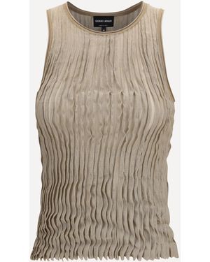 Giorgio Armani Pleated Top - Natural