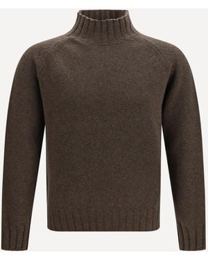 Aragona Cashmere High Neck Jumper - Brown