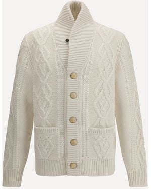 Brunello Cucinelli Cable-Knit Cashmere Cardigan - White