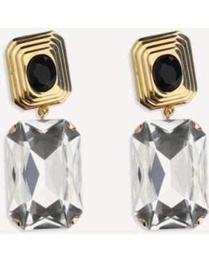 Alessandra Rich Clip-On Earrings With Crystal Drop - White