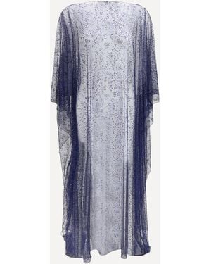 Giorgio Armani Long Tulle And Crystal-Embellished Poncho - Blue