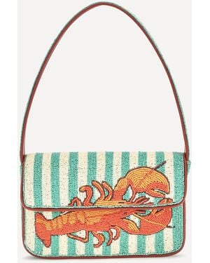 STAUD Tommy Beaded Shoulder Bag - White