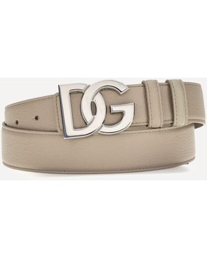 Dolce & Gabbana Calfskin Leather Belt - Natural