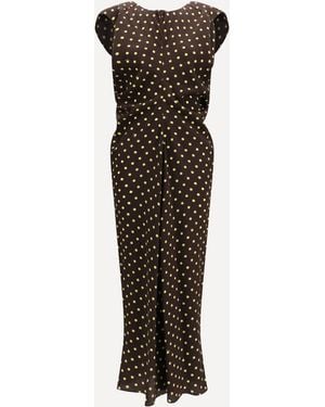 Marni Printed Polka Dot Crepe Dress - Brown