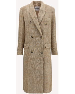 Isabel Marant Pilda Herringbone Wool-Blend Coat - Natural