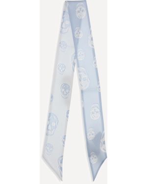 McQueen Skull Ribbon Scarf - White