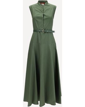 Max Mara Cotton Poplin Fit-And-Flare Dress - Green