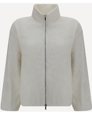 GONGDID DESIGN Jacket Short Padded Jacket With Striped Fabric - Grey