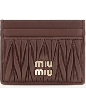 Miu Miu Matelassé Nappa Leather Card Holder - Brown