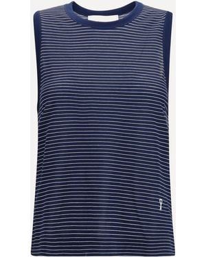 Ami Paris Striped Cotton Tank Top - Blue