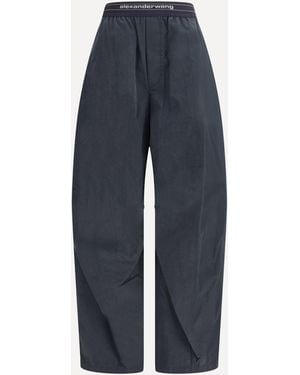 Alexander Wang Trousers With Elastic Waistband And Contrasting Jacquard Logo - Blue
