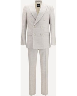 BOSS Linen And Mohair Suit - White