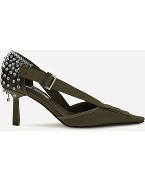 Prada Canvas Court Shoes With Crystals - Green