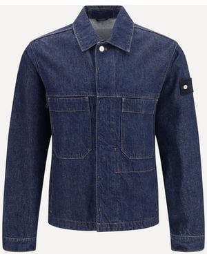 Stone Island Denim Biker Jacket - Blue