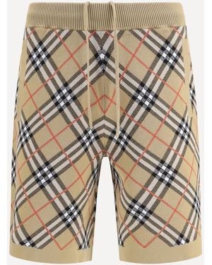 Burberry Check Cotton Blend Shorts - White