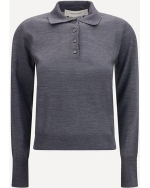 Golden Goose Long Sleeve Merino Wool Polo - Blue