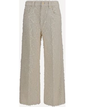 Brunello Cucinelli Square-Leg Dyed Furry Pants With Monili - Gray