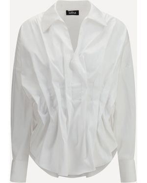 Ella Shirt With Front Ruching - White