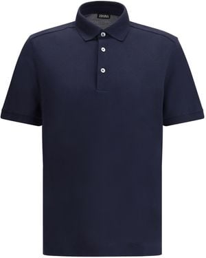 ZEGNA Cotton Polo Shirt - Blue