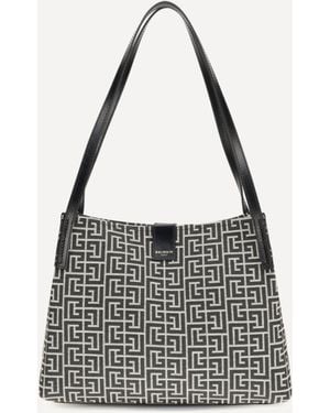 Balmain Jacquard And Leather Tote Bag - White
