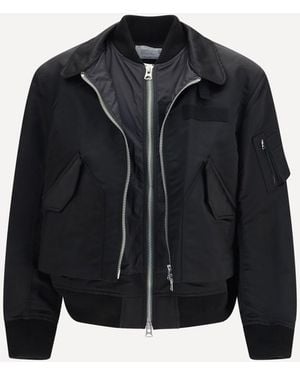 Sacai Cotton Chino And Nylon Twill Double Jacket - Black