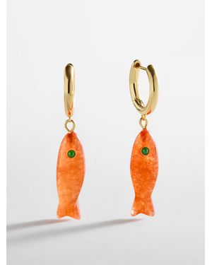 BaubleBar Reel Good Semi-precious Fish Earrings - Orange